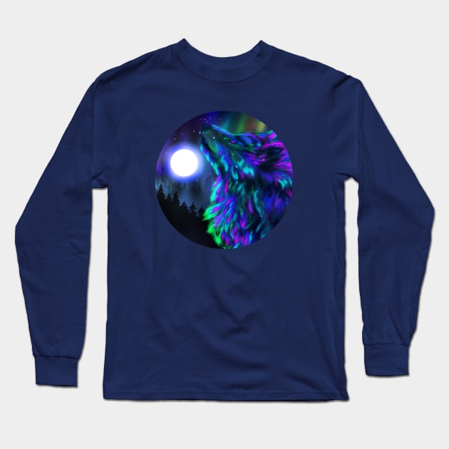 Howling wolf spirit Long Sleeve T-Shirt by AnnArtshock